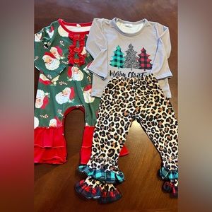 Christmas  boutique outfits size 6 to 12 months used